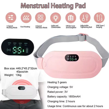 NEW Electric Period Cramp Massager Vibrating Pad Belt for Menstrual Colic Relief Pain Waist Abdominal Palace Belt