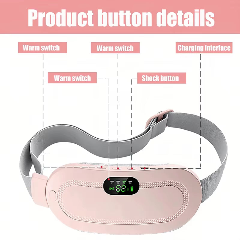 NEW Electric Period Cramp Massager Vibrating Pad Belt for Menstrual Colic Relief Pain Waist Abdominal Palace Belt